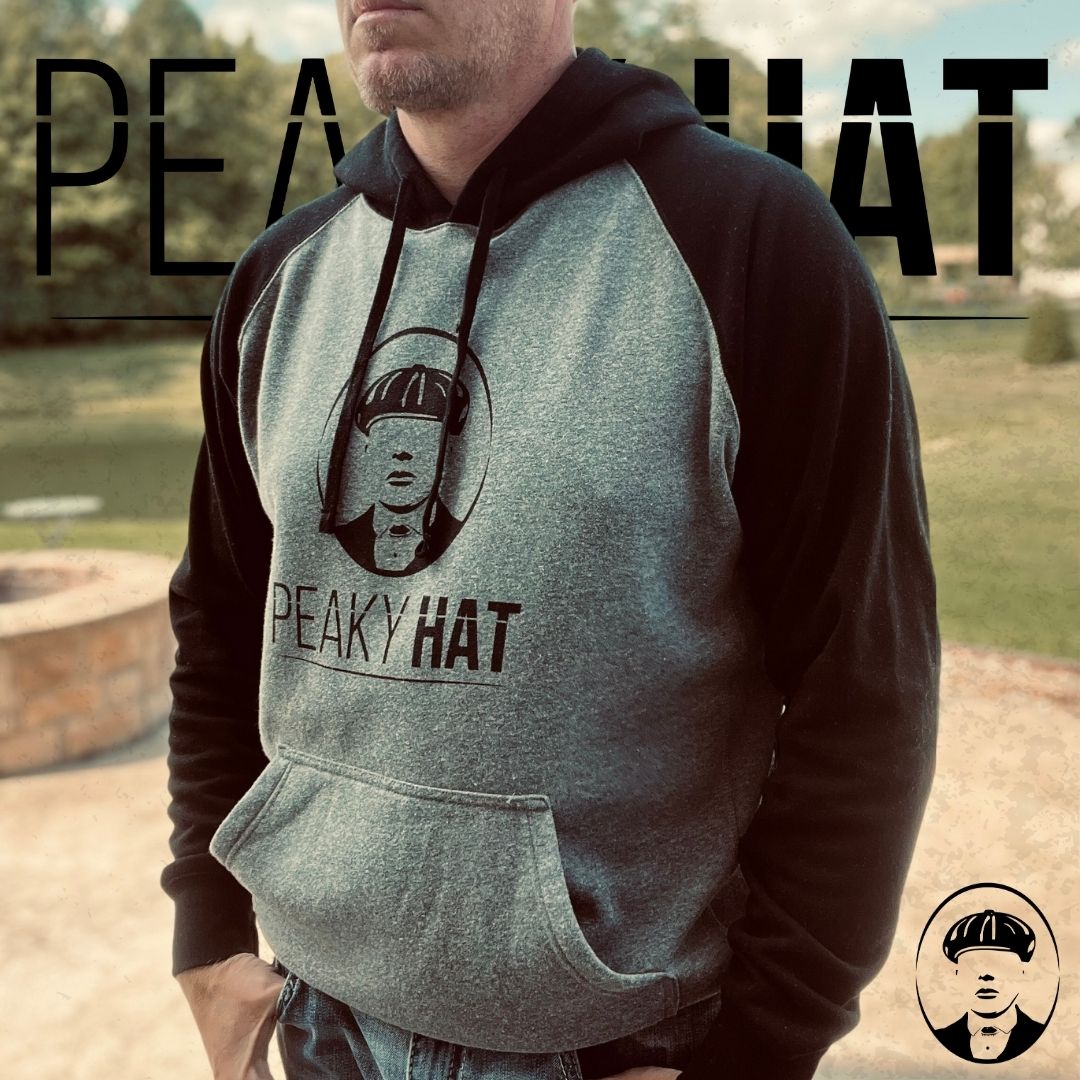 Peaky Hat Hoodie - Peaky Hat - Made by Peaky Hat - Peaky Hat Logo on Heather Gray and Black -