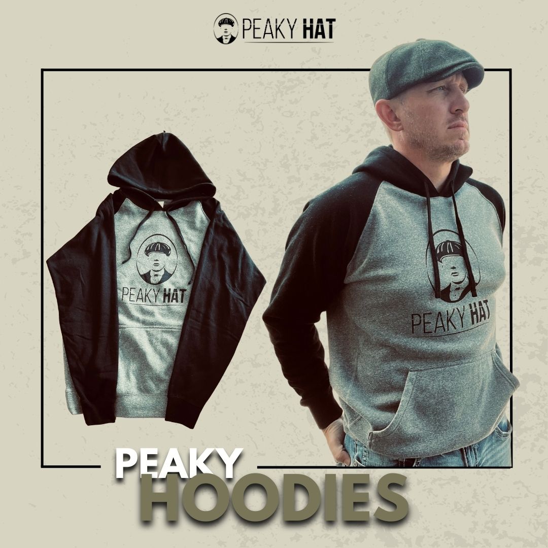 Peaky Hat Hoodie - Peaky Hat - Made by Peaky Hat - Peaky Hat Logo on Heather Gray and Black -