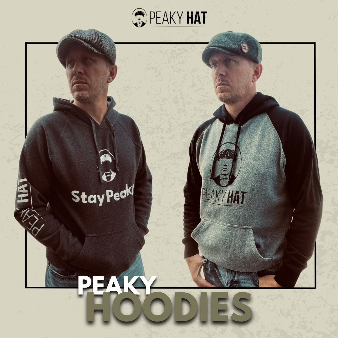 Peaky Hat Hoodie - Peaky Hat - Made by Peaky Hat - Peaky Hat Logo on Heather Gray and Black -