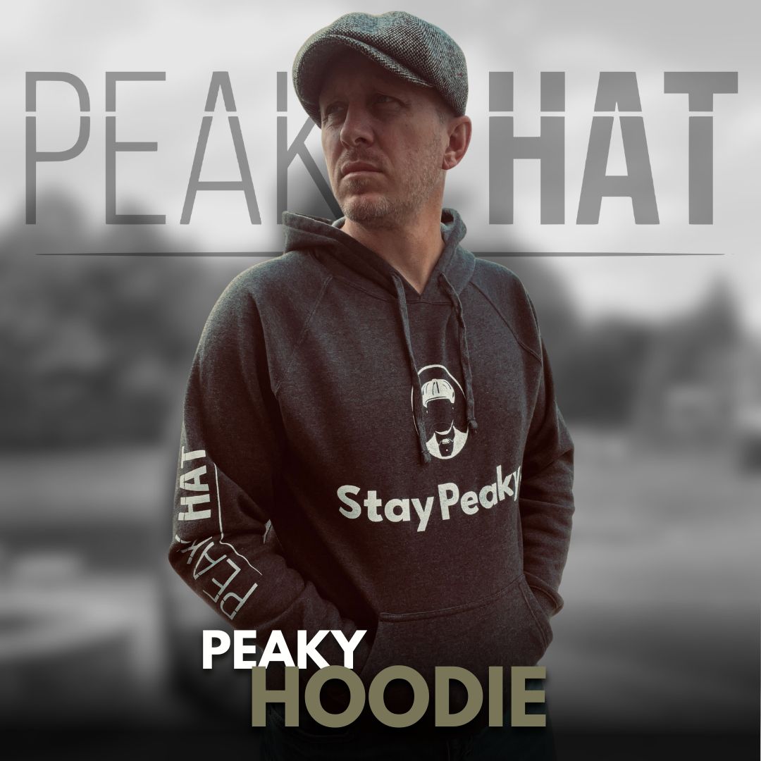 Peaky Hat Hoodie - Peaky Hat - Made by Peaky Hat - Peaky Hat Logo on Heather Gray and Black -