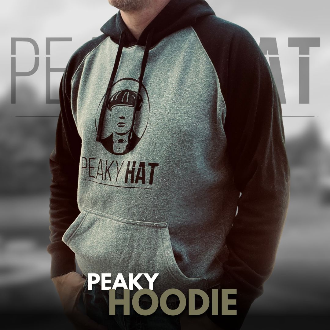 Peaky Hat Hoodie - Peaky Hat - Made by Peaky Hat - Peaky Hat Logo on Heather Gray and Black -