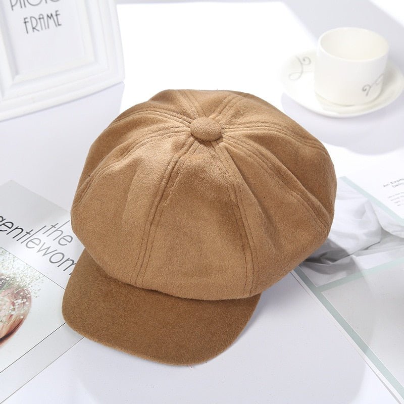 New Women Woolen Newsboy Hat Red S M 56 60cm