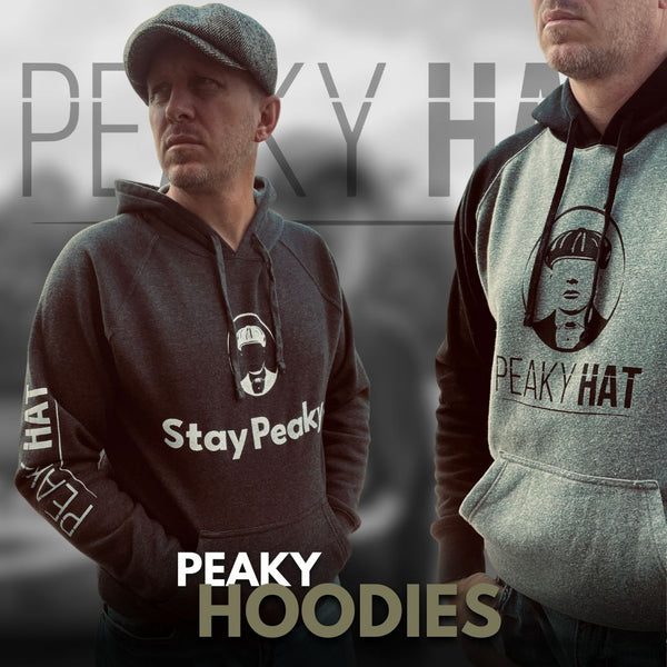 Peaky Hat Hoodie - Peaky Hat - Made by Peaky Hat - Peaky Hat Logo on Heather Gray and Black - 