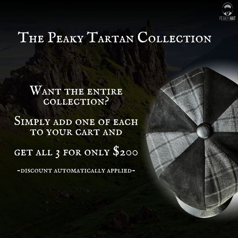 The Peaky Tartan Collection - Gray Highlander - Peaky Hat - Made by Peaky Hat - with Maple Leaf Tartan - 