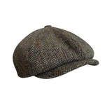 The Newsboy Herringbone Octagon Cap - Nature Brown