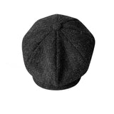 The Newsboy Herringbone Octagon Cap - Black