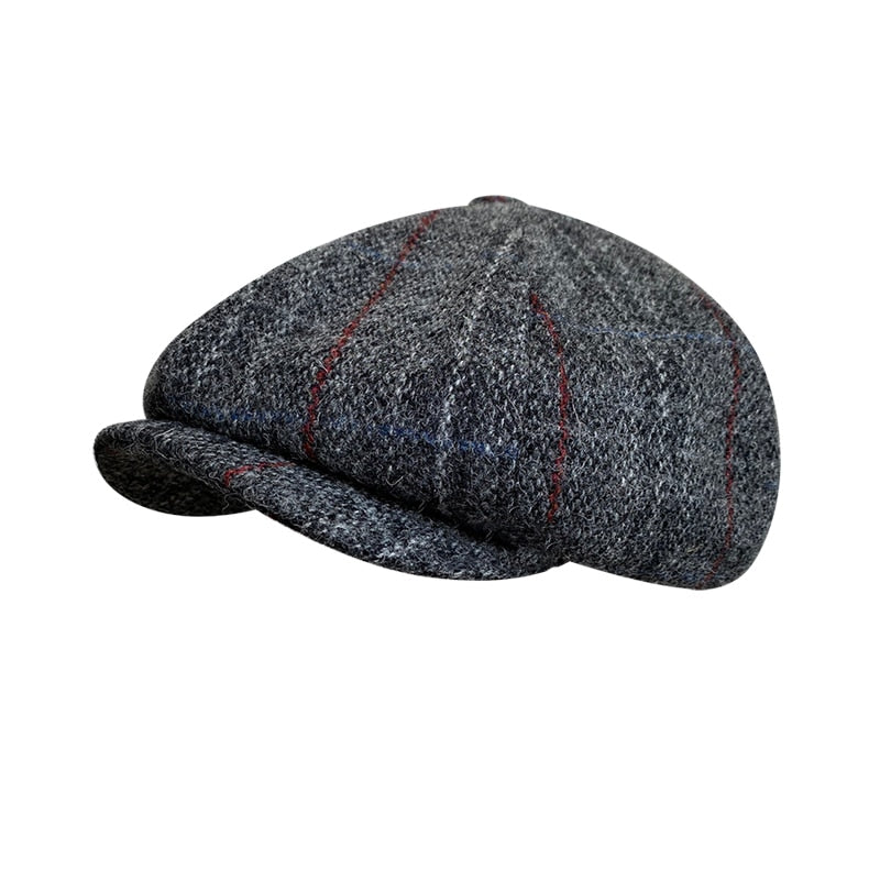 The Newsboy Plaid Octagon Cap - Gray