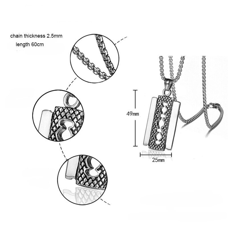 Tommy Razor Pendant and Chain
