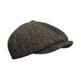 The Newsboy Herringbone Octagon Cap - Nature Brown