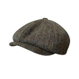 The Newsboy Herringbone Octagon Cap - Nature Brown
