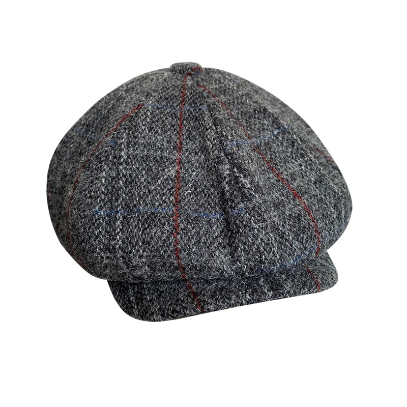 The Newsboy Plaid Octagon Cap - Gray