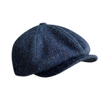 The Newsboy Herringbone Octagon Cap - Blue