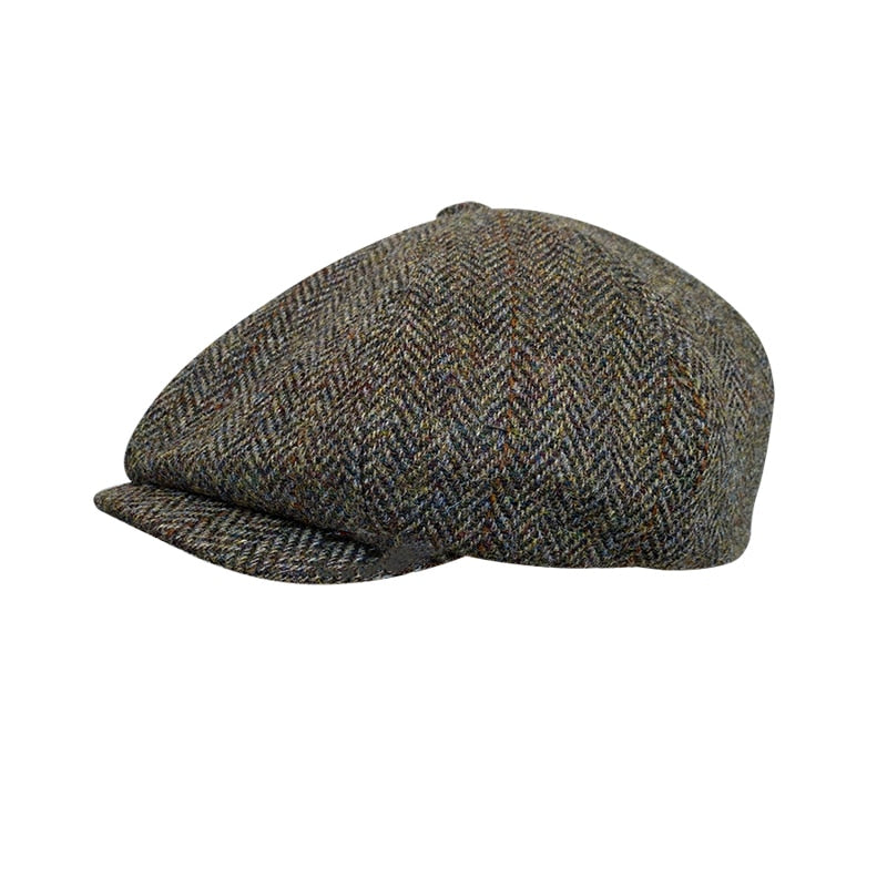 The Newsboy Herringbone Octagon Cap - Nature Brown