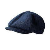 The Newsboy Herringbone Octagon Cap - Blue
